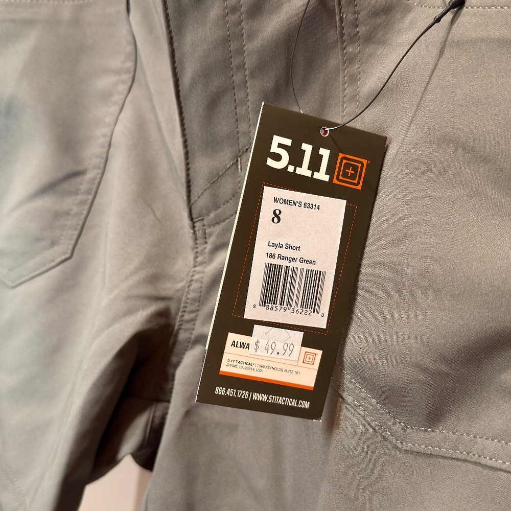 5.11 Tactical Women’s Layla Short - Ranger Green - Size 8 - Picture 2 of 3